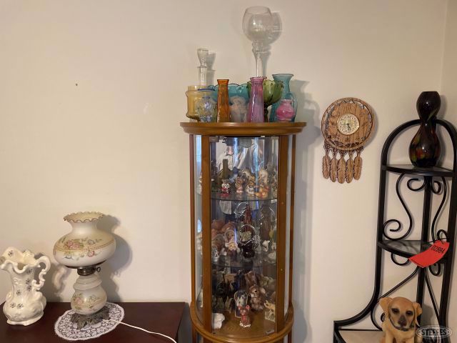 Vertical china cabinet w/contents, #2885